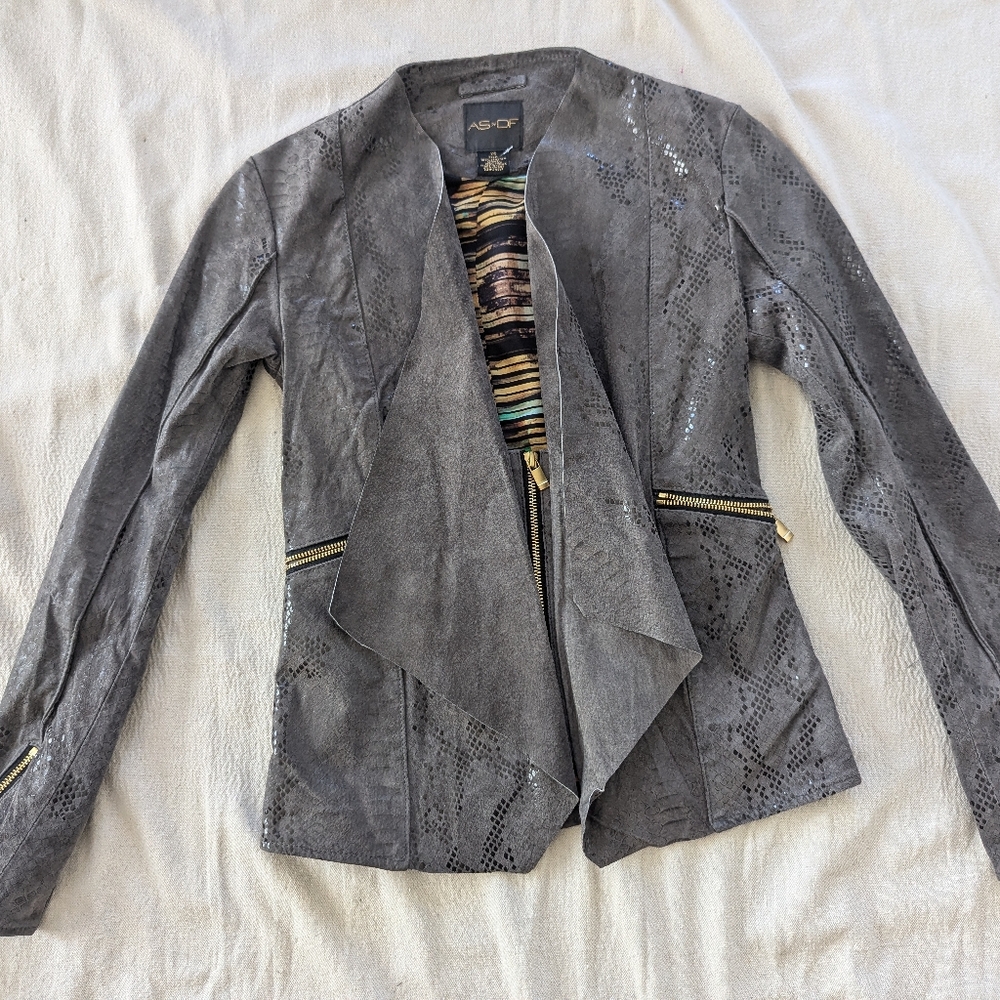 AS By DF Gray Women's Leather And Silk XS